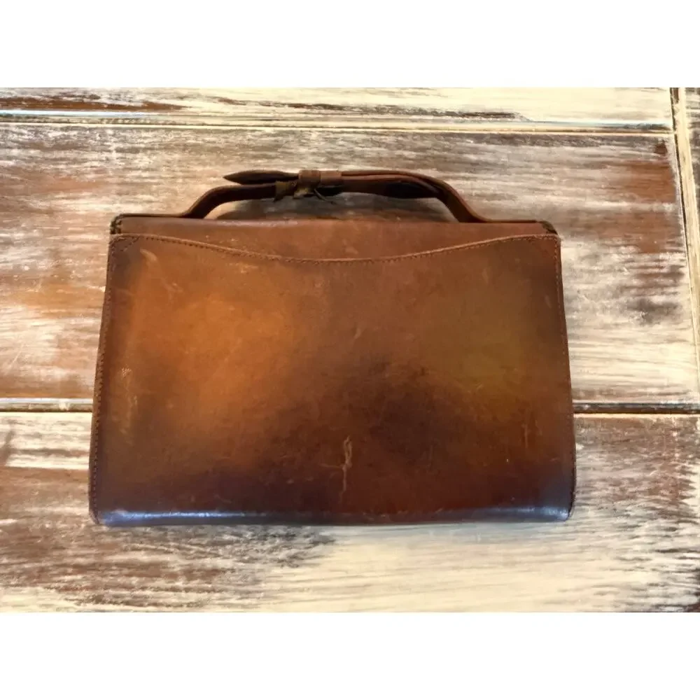 Bosco Built Vintage 1920's Leather Top Handle Purse Handbag Art Deco Design